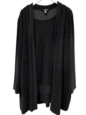 NINA LEONARD Evening Set Stretch Jacket & Tank Black Sparkle Plus Size 3X Tall